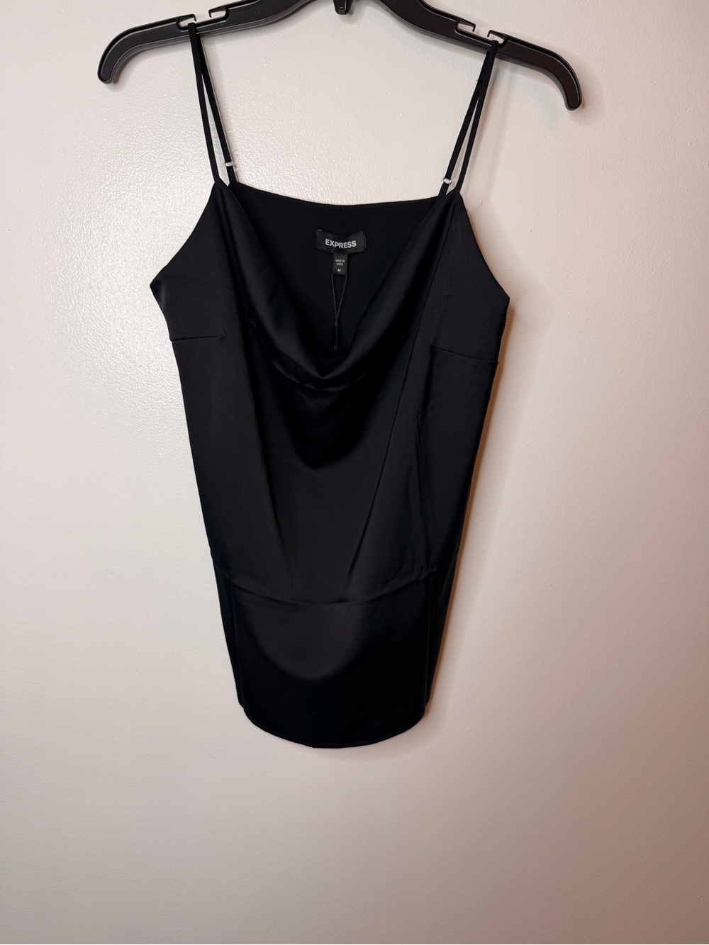 Express Black Satin Cowl Neck Camisole